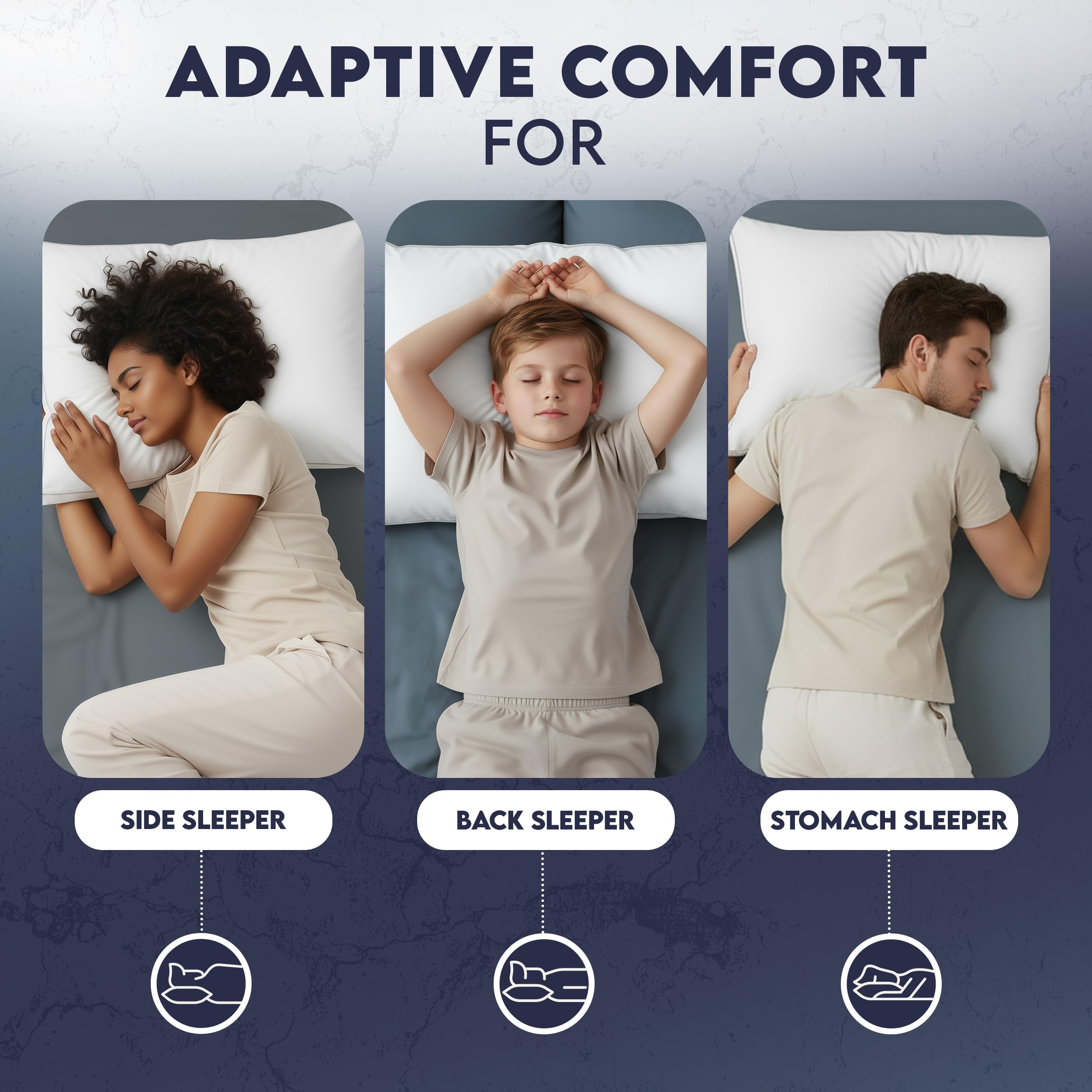 Utopia Bedding side profile of gusseted pillow demonstrating consistent height and support