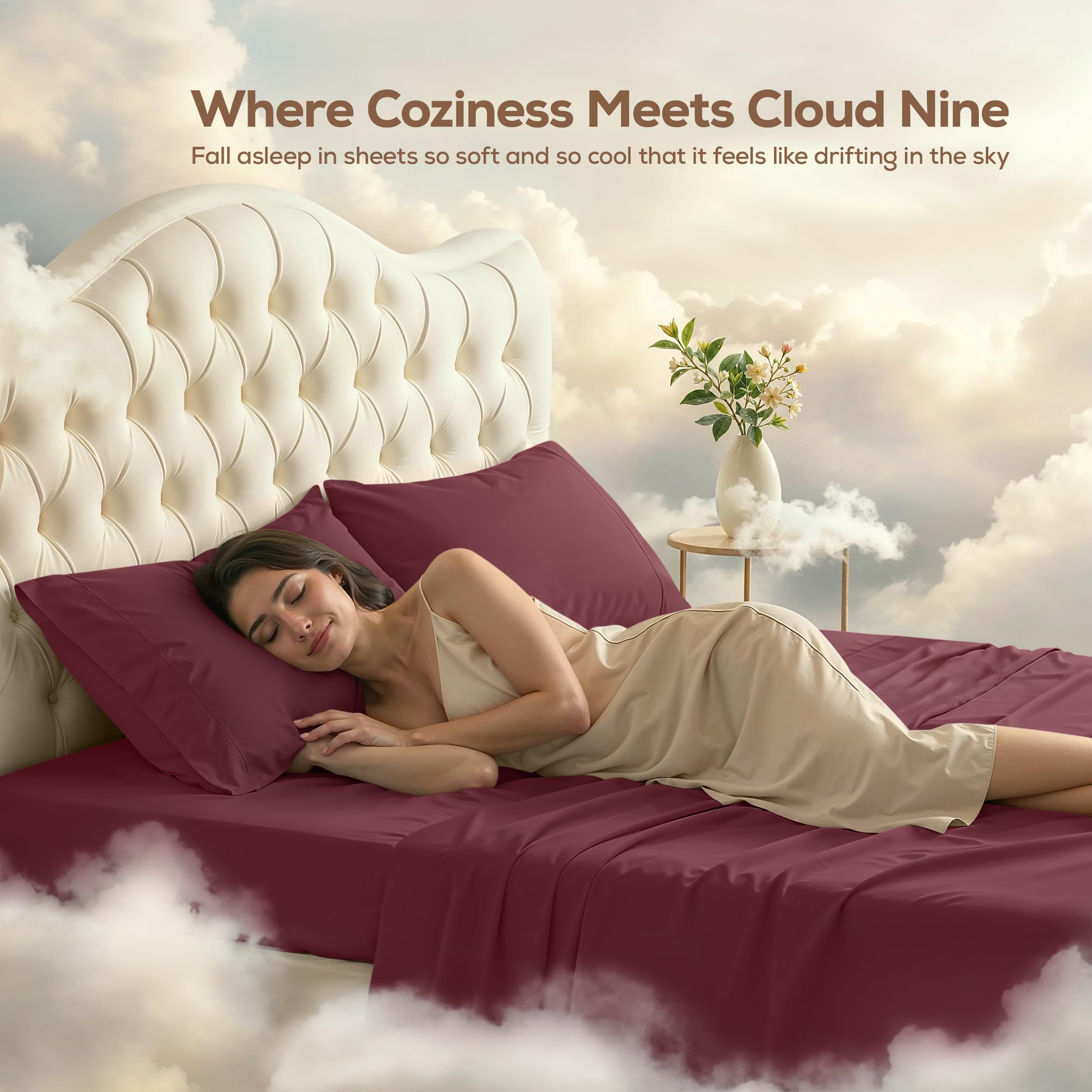 Utopia Bedding two matching burgundy pillowcases folded neatly to complete bedroom styling