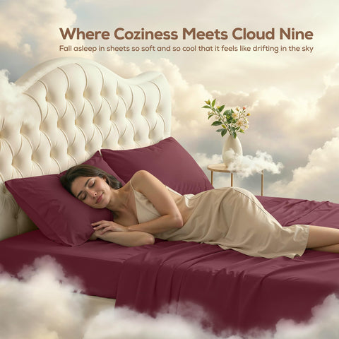 Utopia Bedding two matching burgundy pillowcases folded neatly to complete bedroom styling