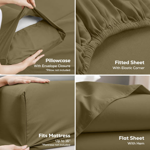 Utopia Bedding pillowcases pair styled on bed for coordinated look