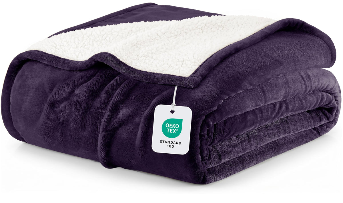 Utopia Bedding plum front view showing smooth flannel face and color