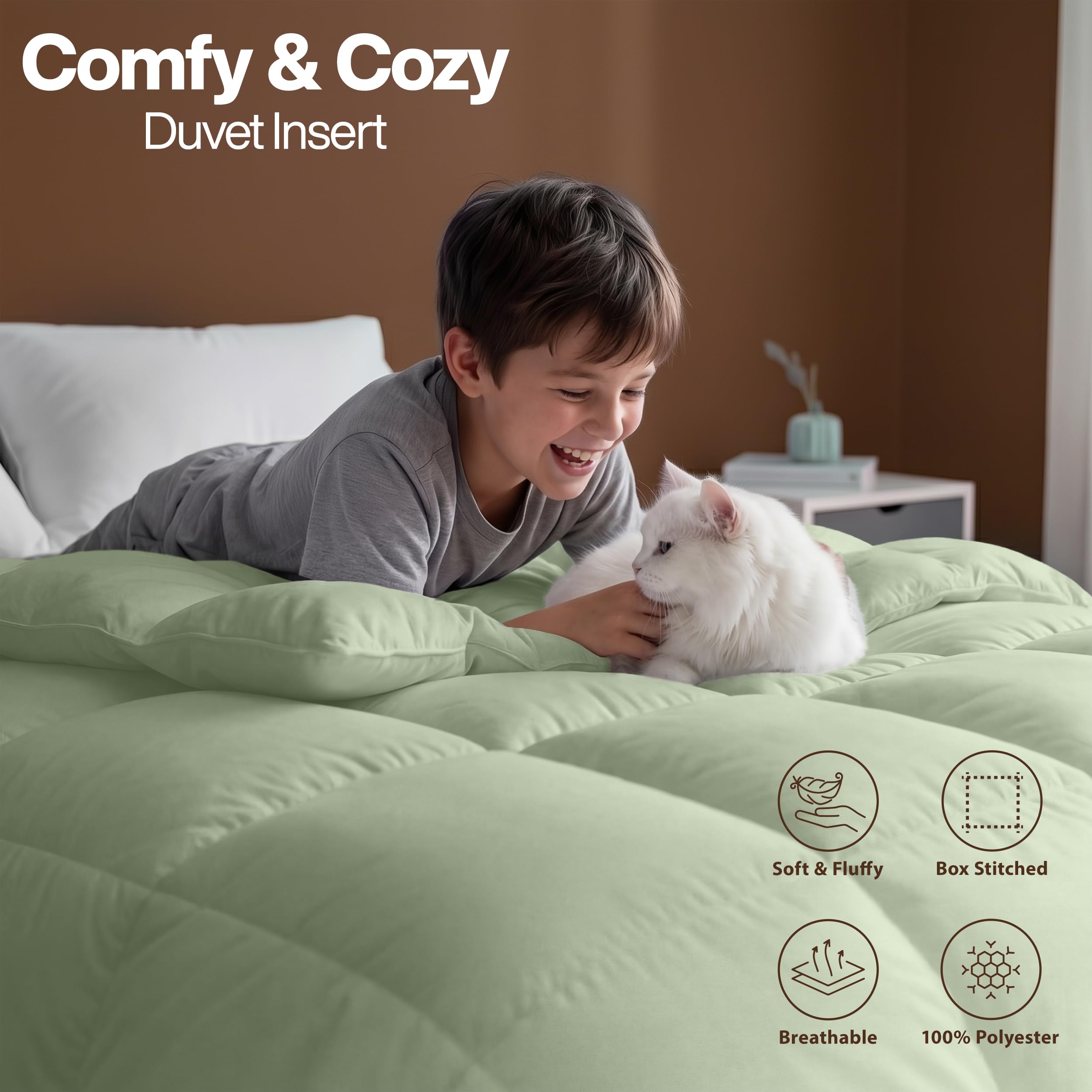 Utopia Bedding comforter on a queen bed showing true 88x88 size and proportional fit