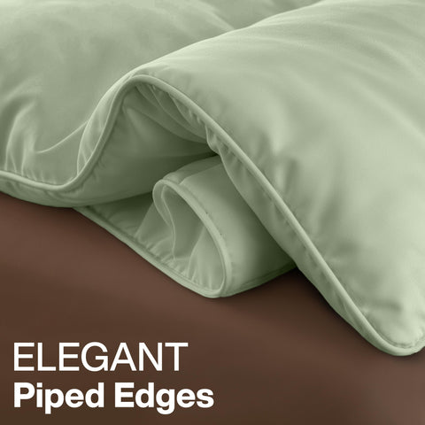 Utopia Bedding styled bedroom with sage comforter creating a calming, modern atmosphere