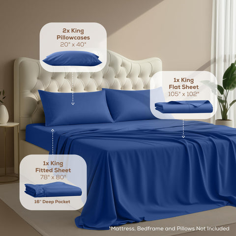 Utopia Bedding royal blue flat sheet spread across bed showing full coverage