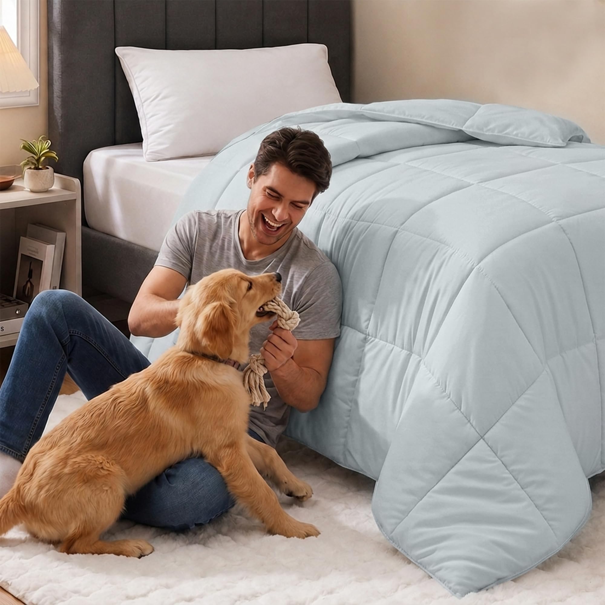 Utopia Bedding next to ruler for scale indicating accurate twin dimensions