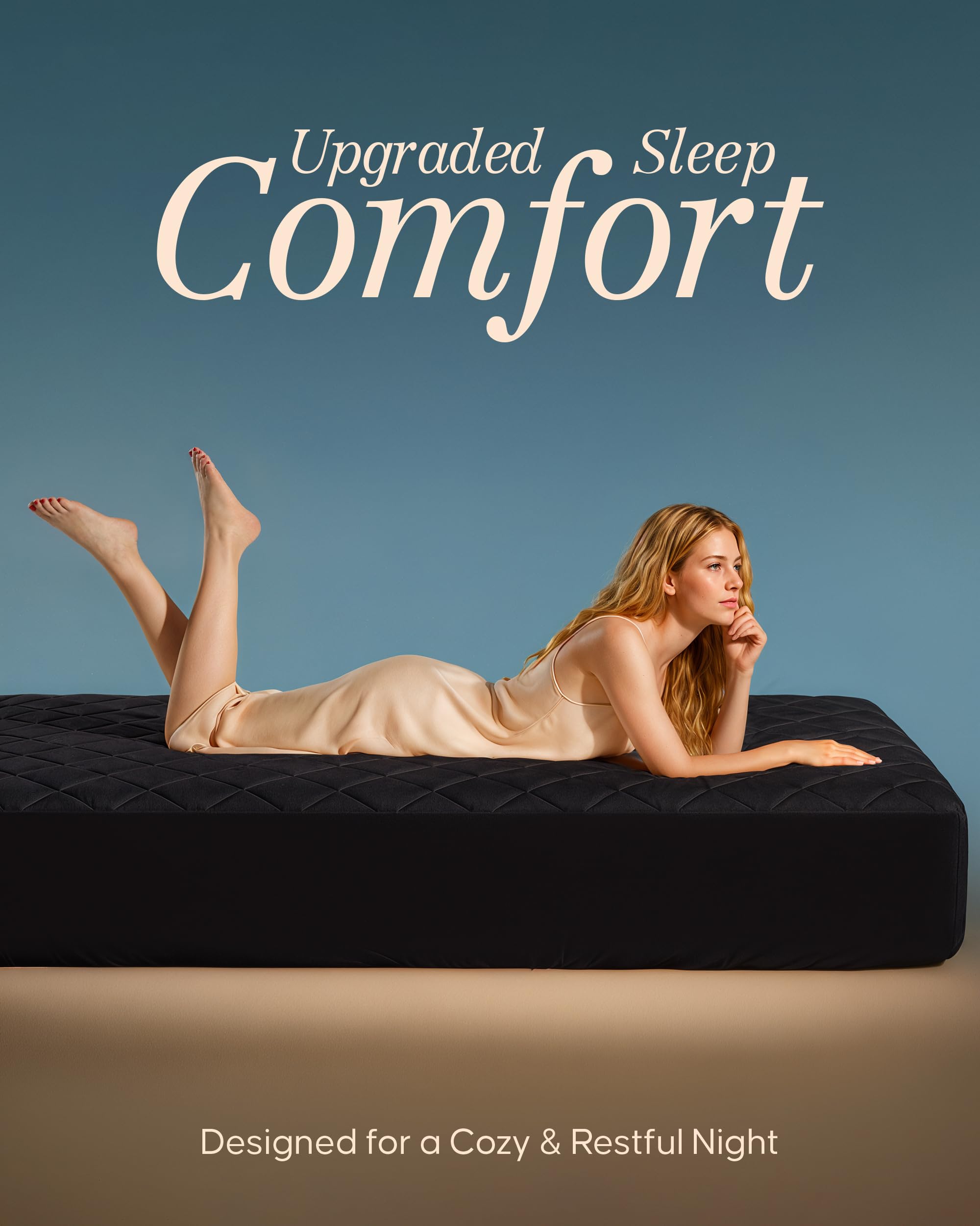 Utopia Bedding pad next to ruler demonstrating true deep-pocket depth