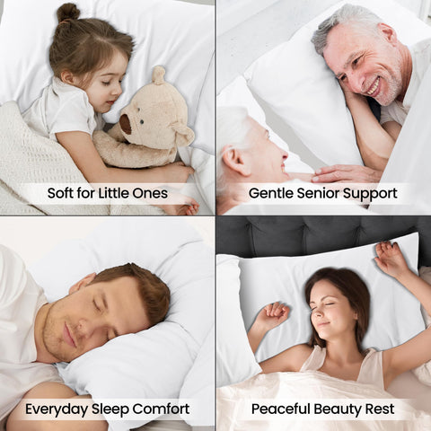 Utopia Bedding standard pillow beside a case demonstrating correct 20x26 inch fit