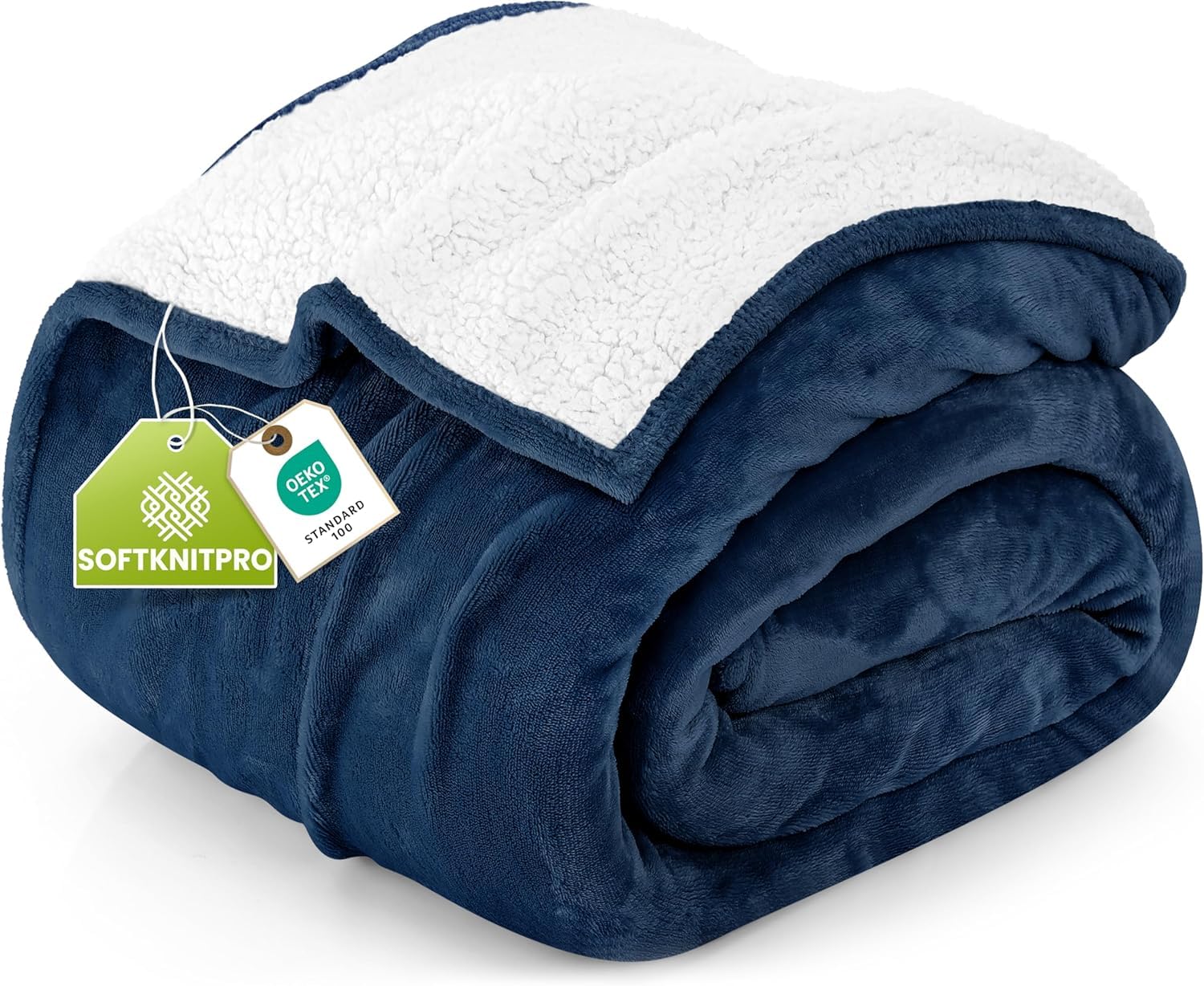 Utopia Bedding front view showing navy flannel face and clean finish