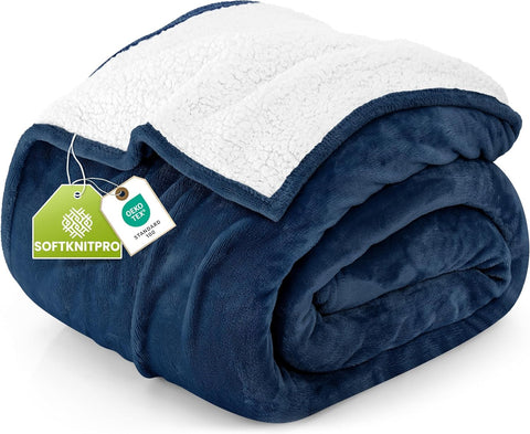 Utopia Bedding front view showing navy flannel face and clean finish