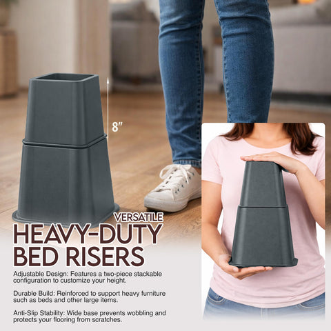 Utopia Bedding side profile of 5-inch riser illustrating sturdy elevated support