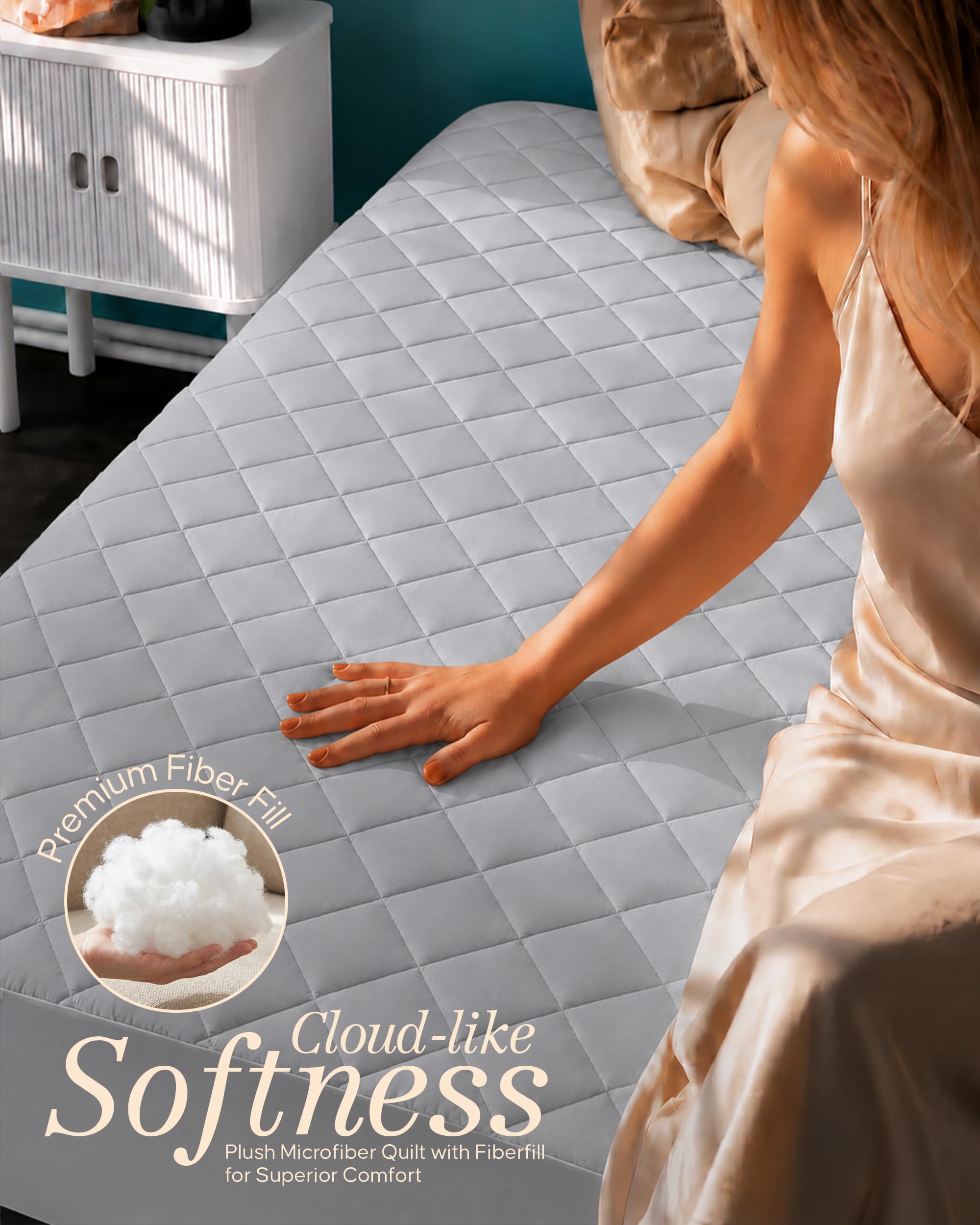 Utopia Bedding side profile on mattress demonstrating smooth, non-bunched coverage