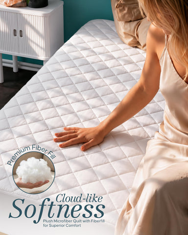 Utopia Bedding side profile showing stretch and fit on tall mattress
