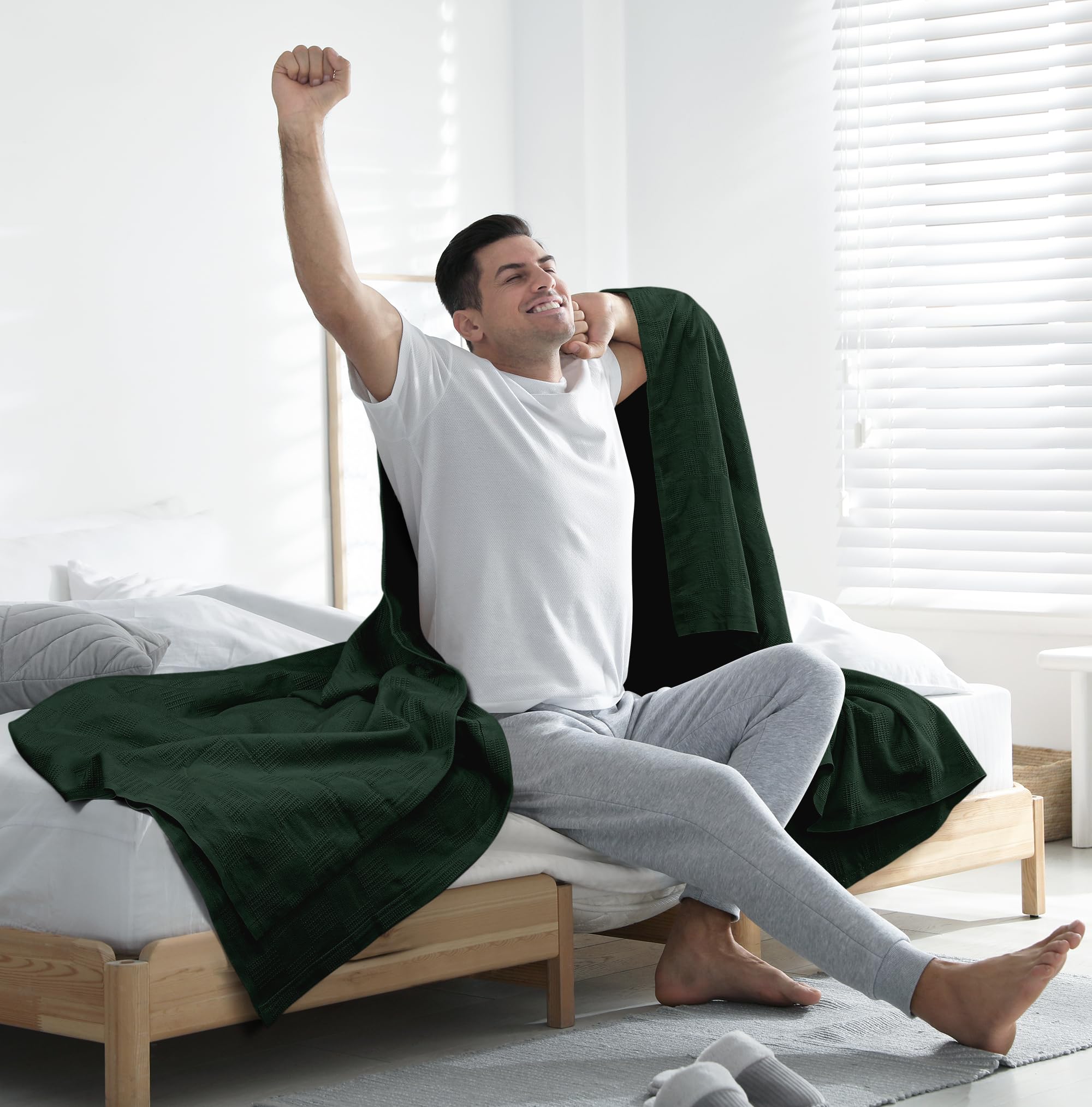 Utopia Bedding next to mattress illustrating generous king-size coverage
