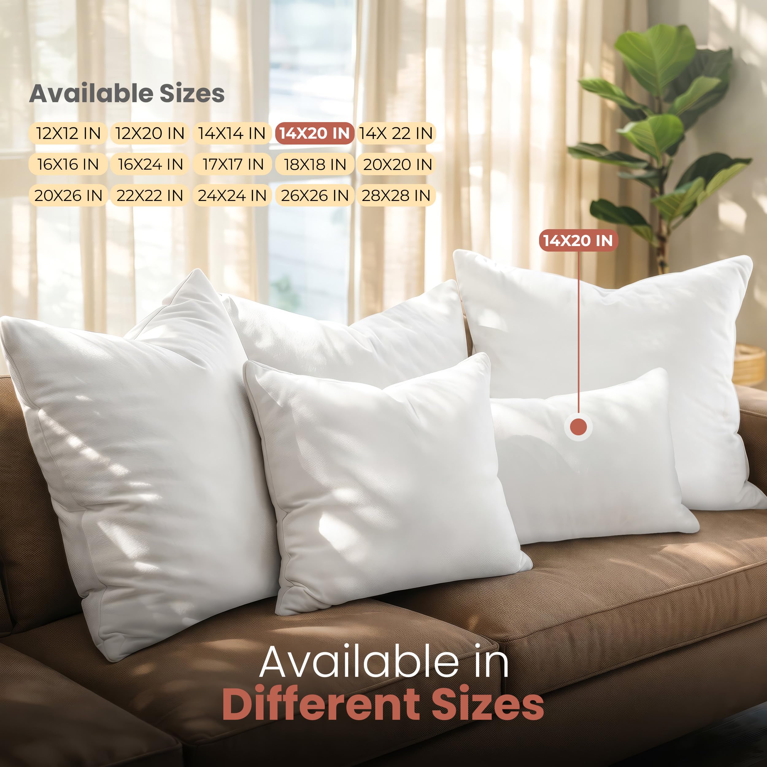 Utopia Bedding insert next to a ruler illustrating accurate 14x20 size for proper fit