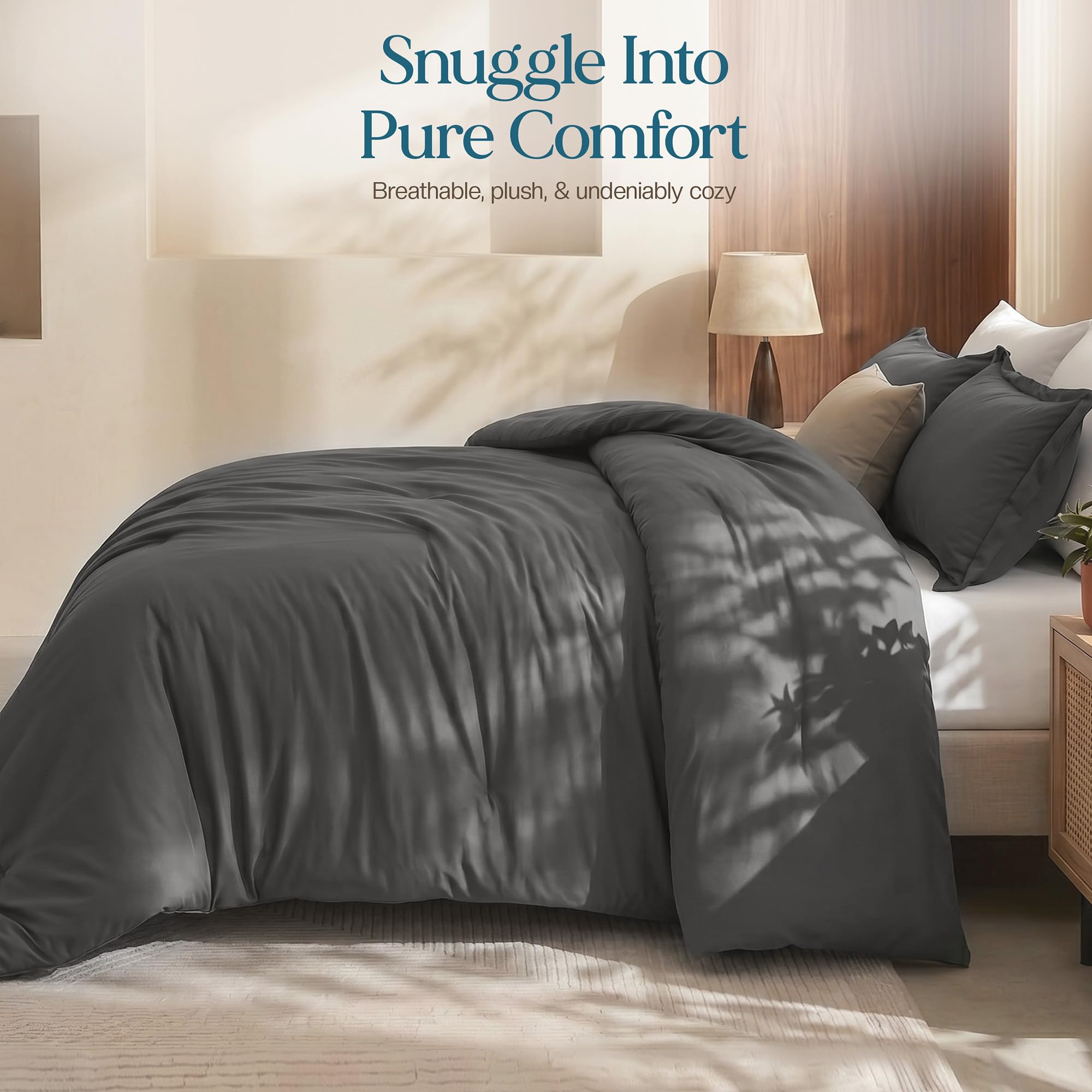 Utopia Bedding comforter on king mattress demonstrating full-size coverage and fit