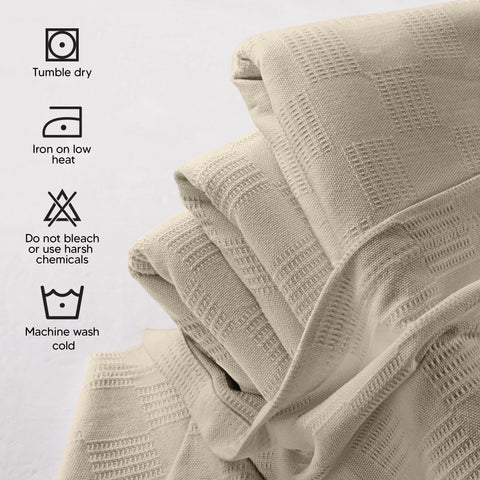 Utopia Bedding folded blanket stack illustrating compact storage and easy care convenience