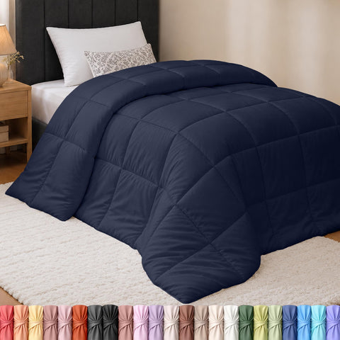 Utopia Bedding navy twin comforter front view shows full coverage and neat finish