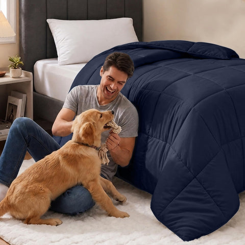 Utopia Bedding insert inside a duvet cover demonstrating easy setup and smooth fit