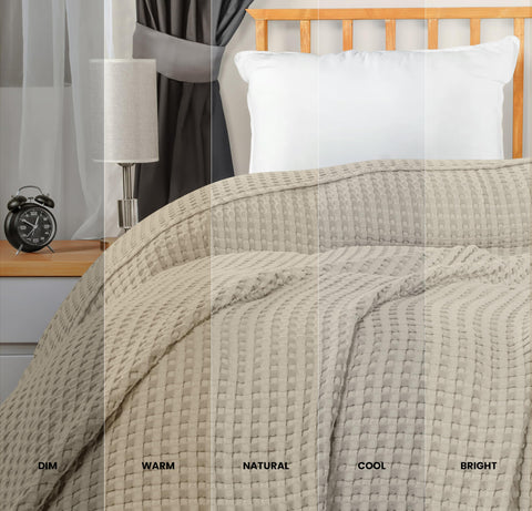 Utopia Bedding waffle weave close-up showing airy texture and breathable comfort