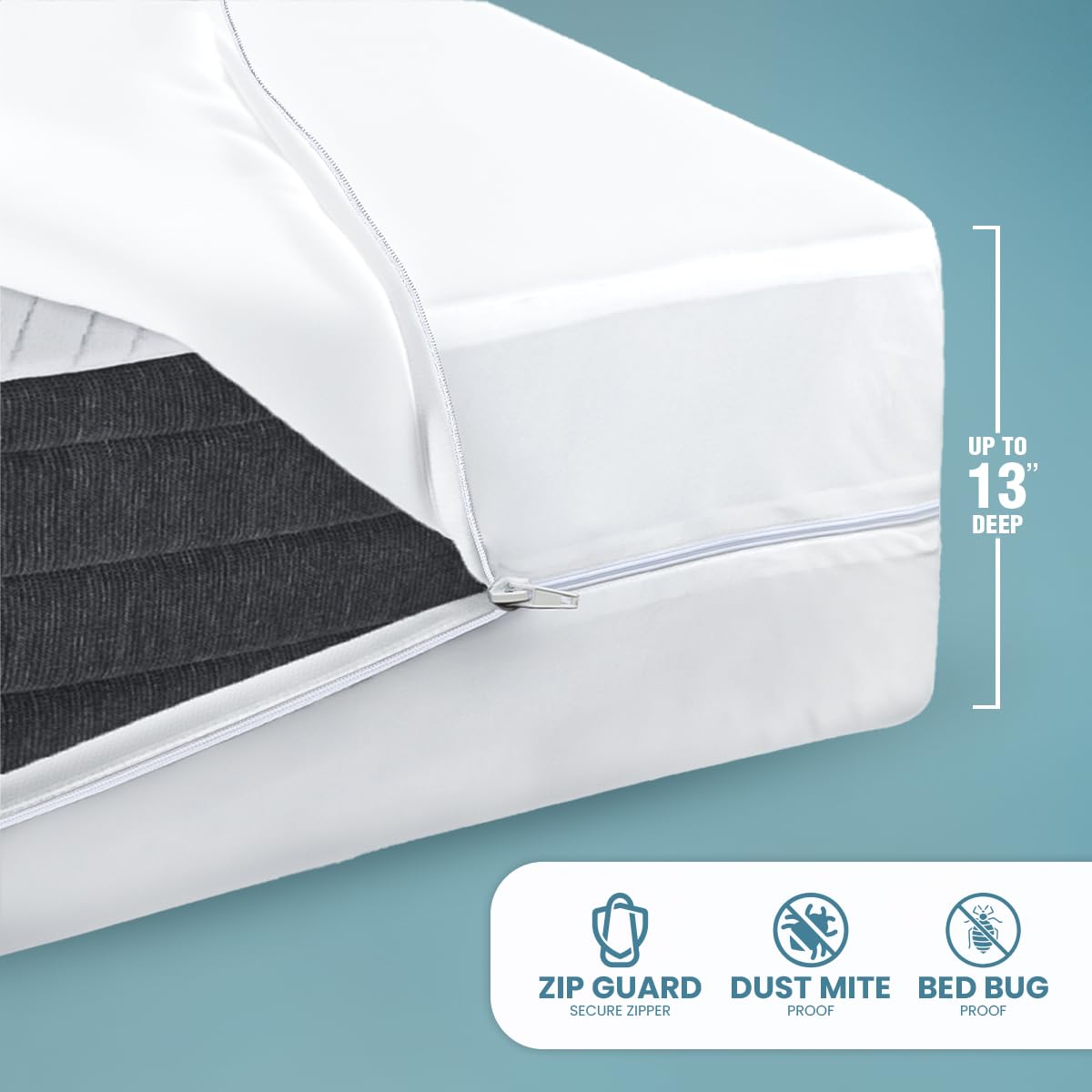 Utopia Bedding care label and zipper detail showing easy machine care