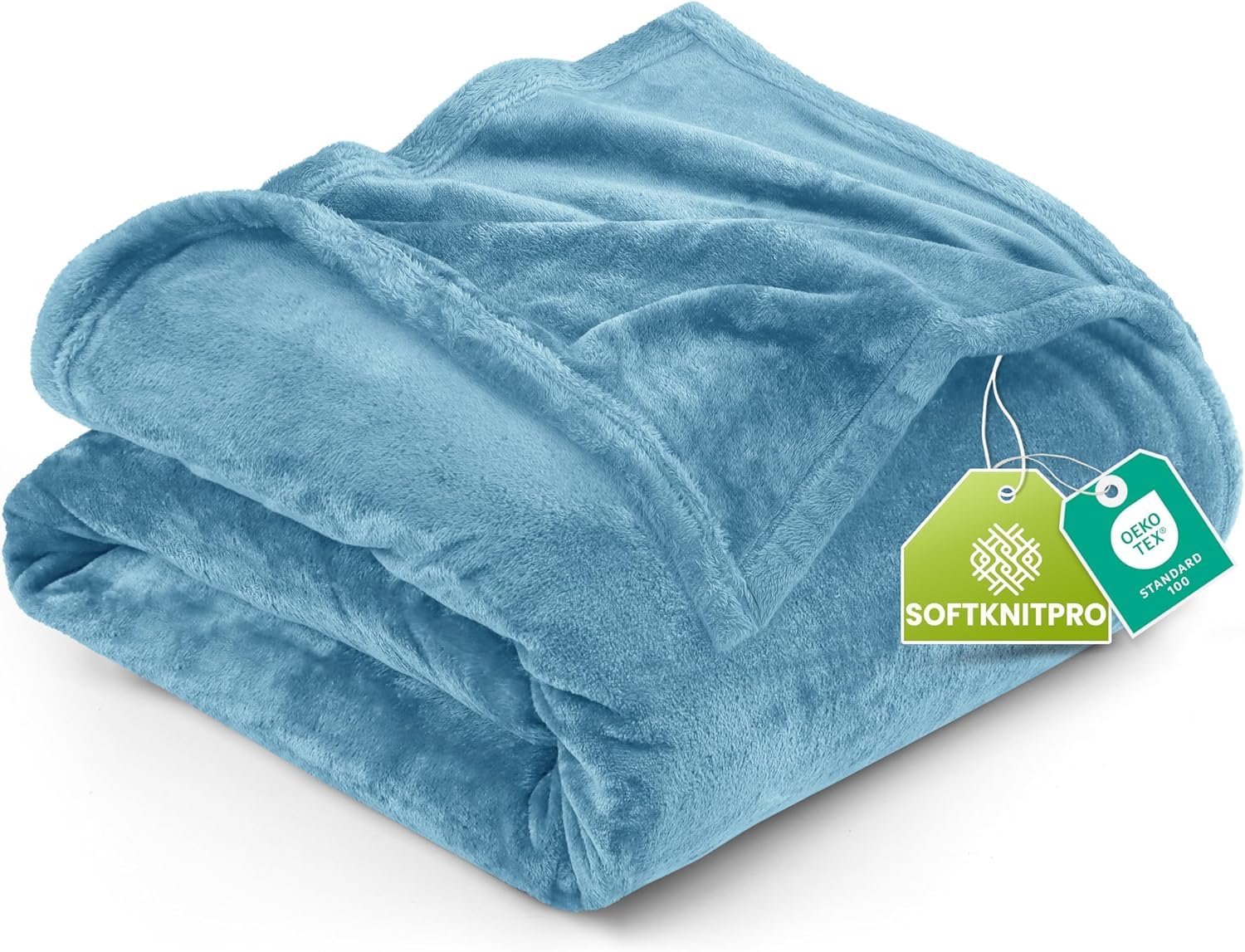 Utopia Bedding front view twin blanket showing washed blue color and cozy look