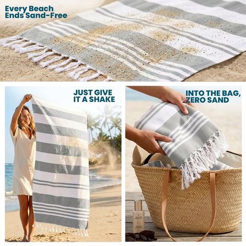 Utopia Towels folded stack in closet saving space and staying organized