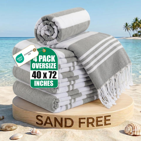 Utopia Towels front view of 4-pack cool grey showing neat packaging and value