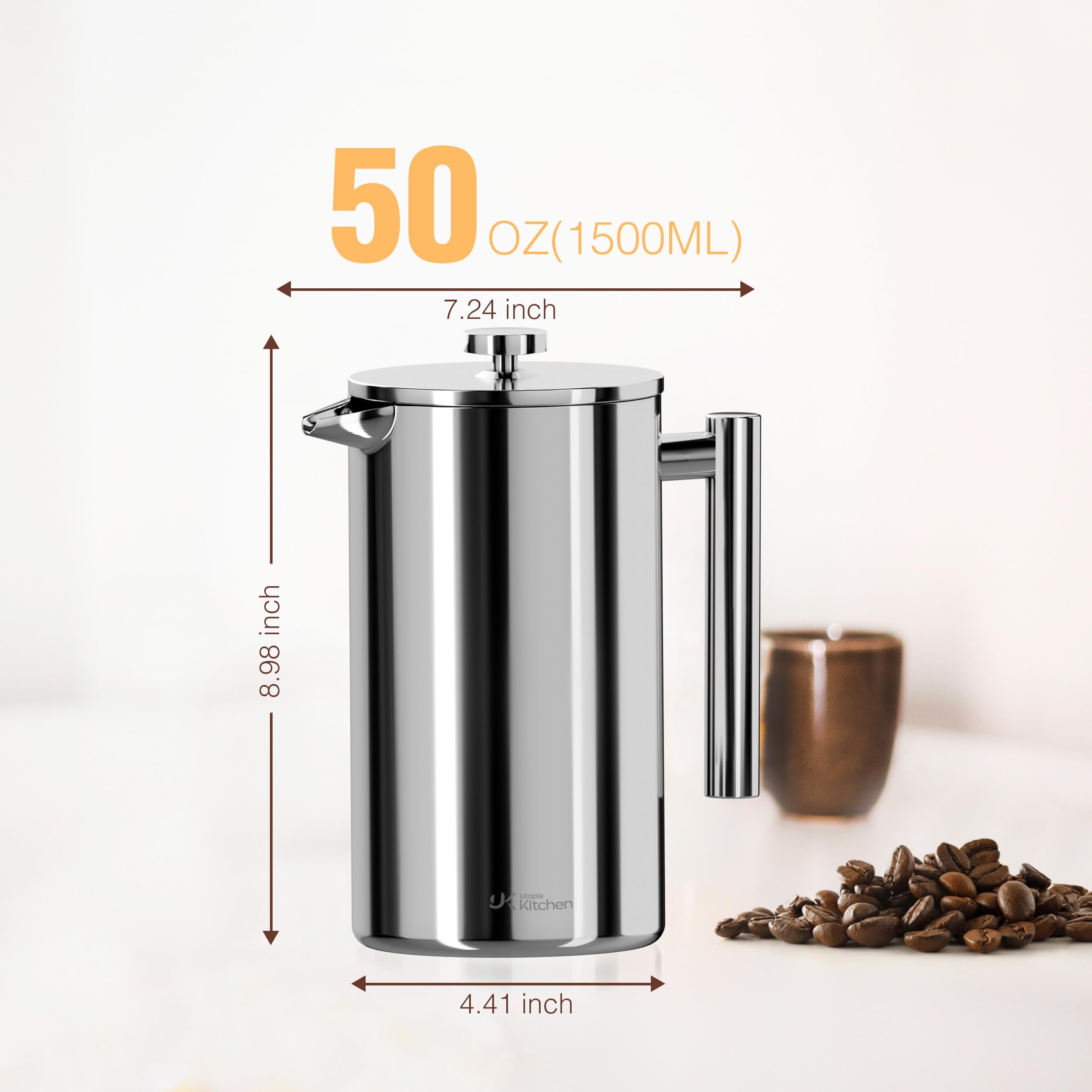 Utopia Kitchen stainless texture close-up showing durable 304 grade corrosion resistance