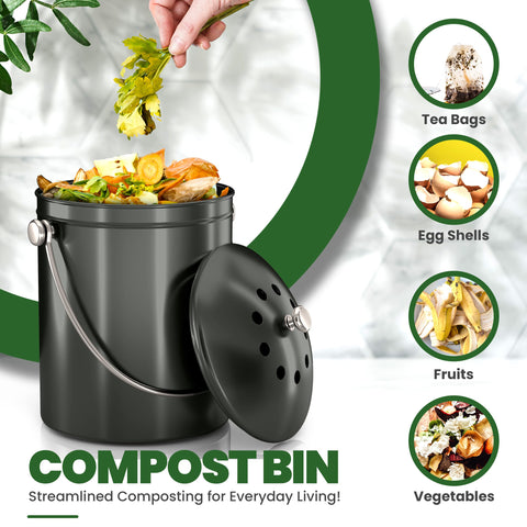 Utopia Kitchen bin in use on a kitchen counter for convenient composting