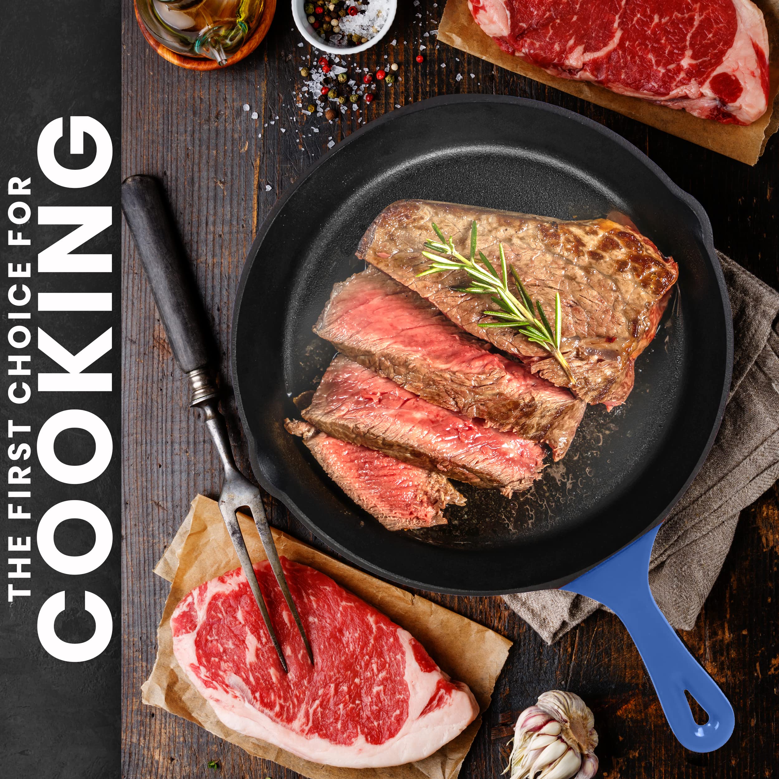 Utopia Kitchen skillet over campfire showing outdoor cooking durability and heat retention