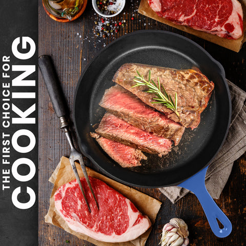 Utopia Kitchen skillet over campfire showing outdoor cooking durability and heat retention