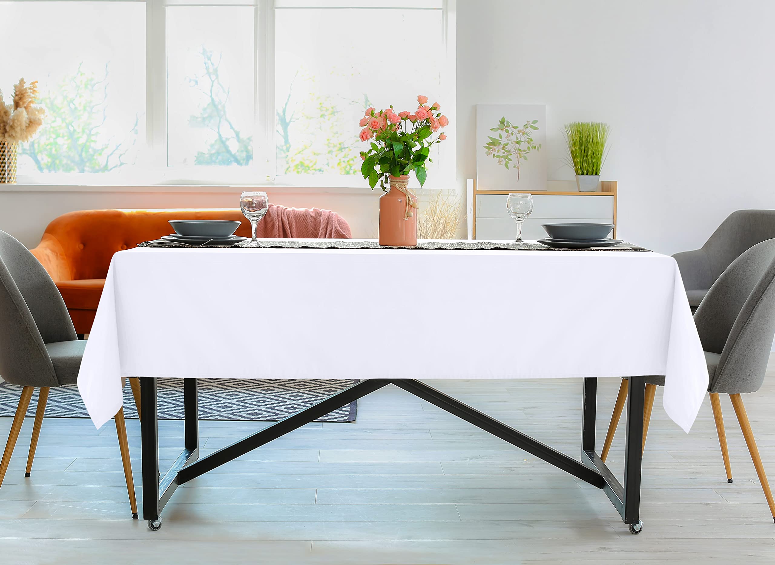 Utopia Kitchen size comparison on dining table, helps visualize 90x132 inch coverage