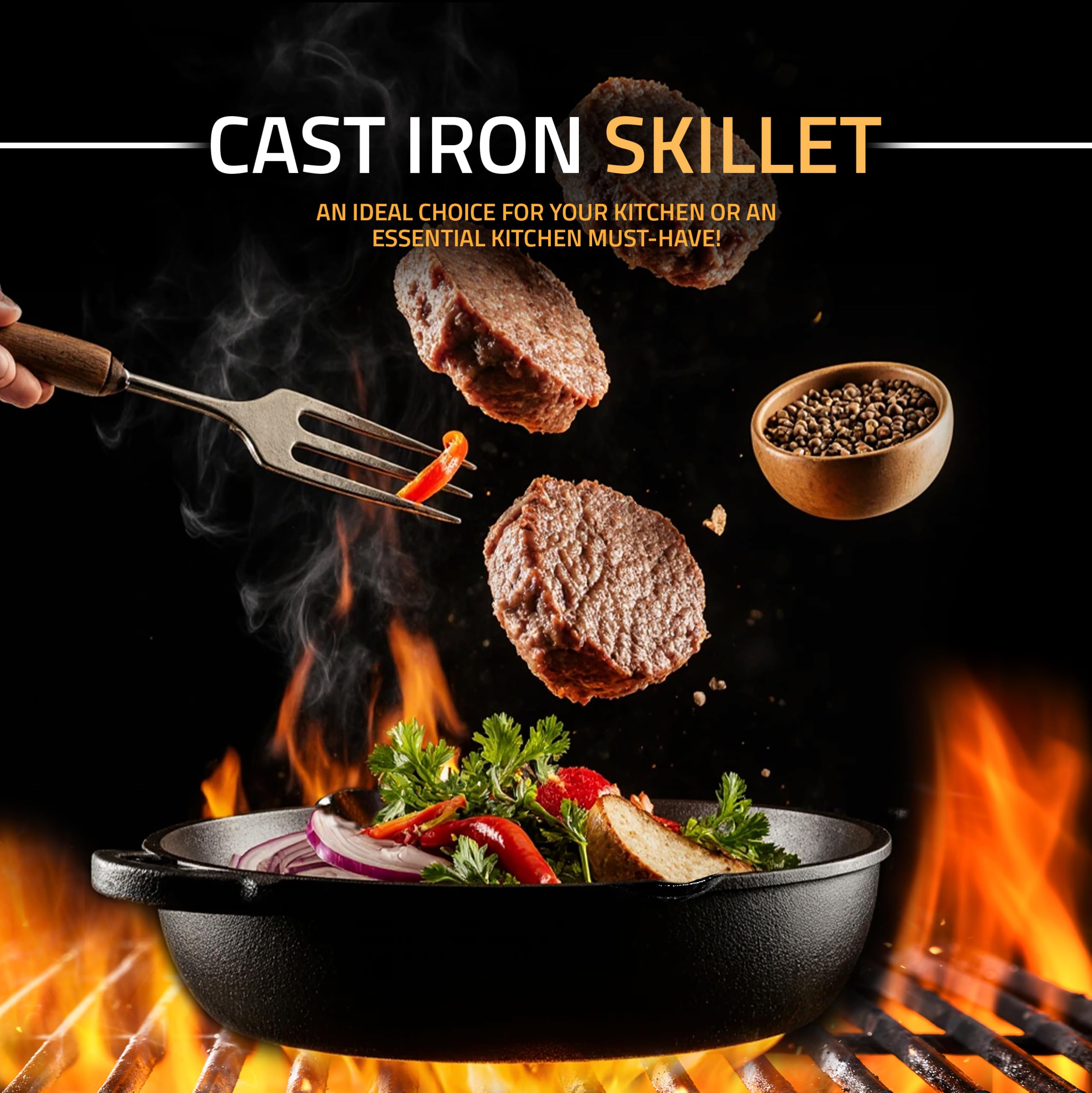 Utopia Kitchen skillet on campfire showing outdoor-ready durability benefit
