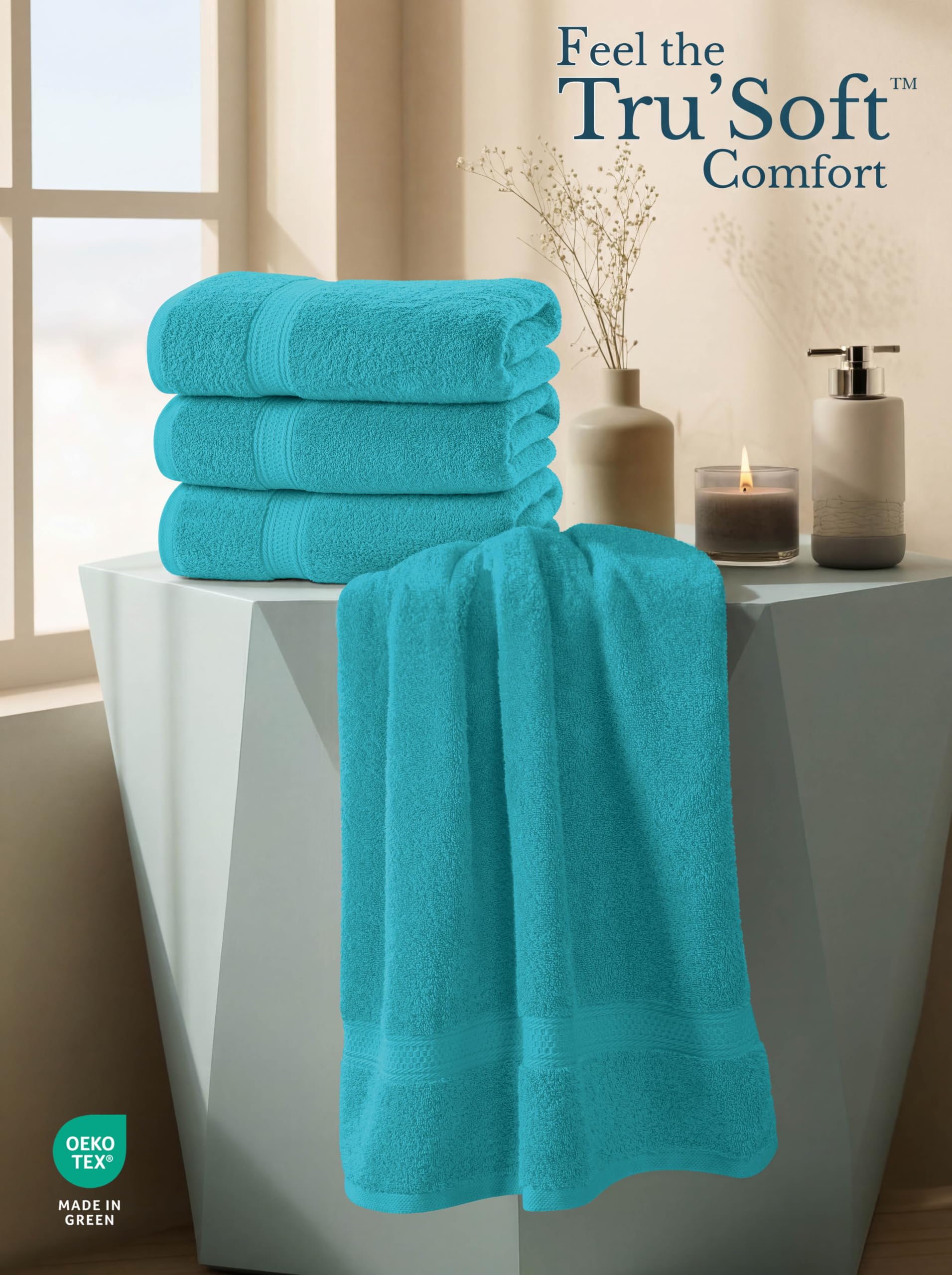 Utopia Towels held in hands to show absorbency and lightweight quick-dry benefit