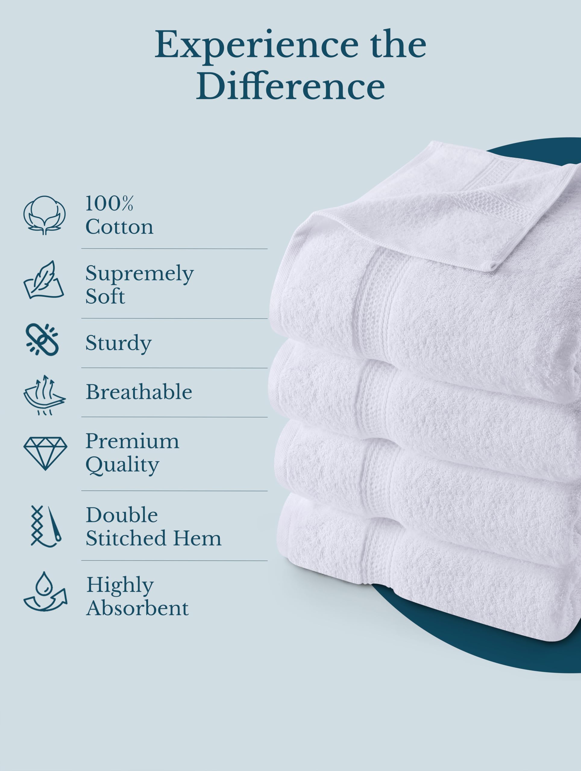 Utopia Towels brand label and edge stitching displaying reinforced seams for durability