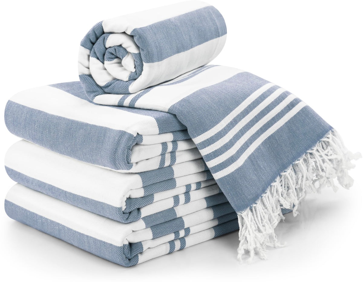 Utopia Towels front pack denim blue shows set presentation and value