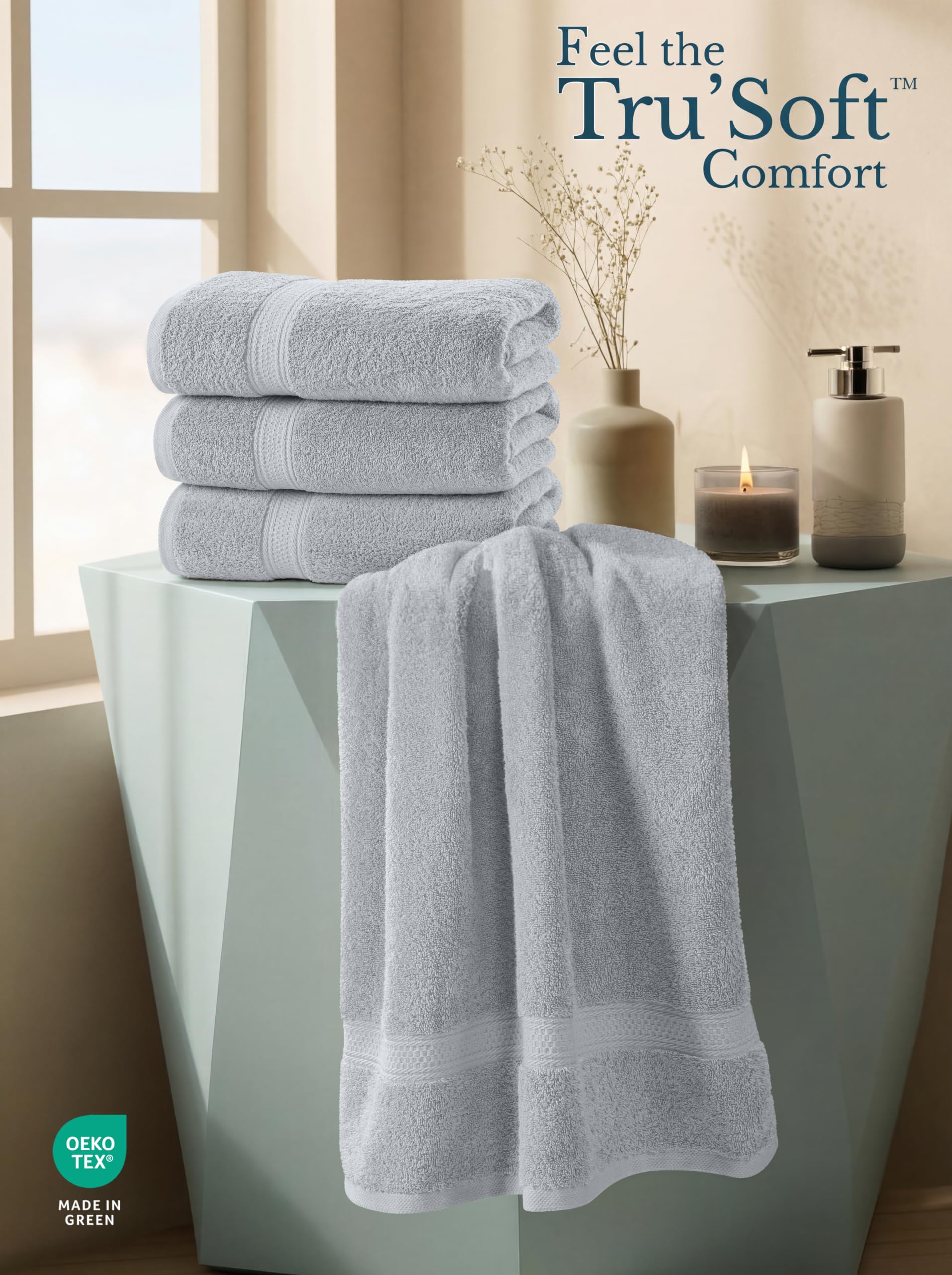 Utopia Towels draped over bar illustrating quick access and elegant hang