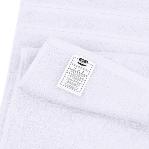 Utopia Towels hem and label detail showing construction and durable finish benefit