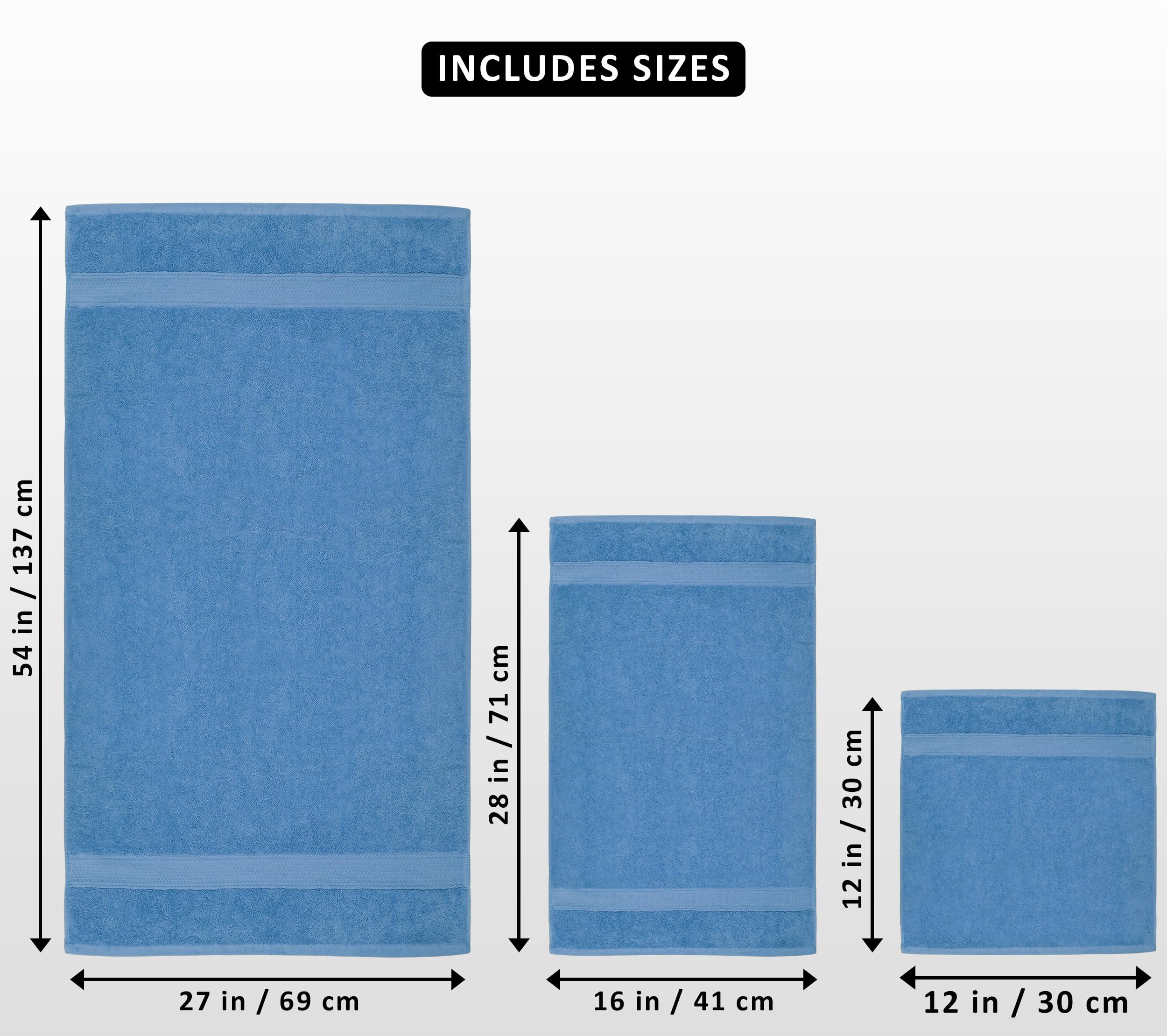 Utopia Towels folded stack highlighting electric blue coordination