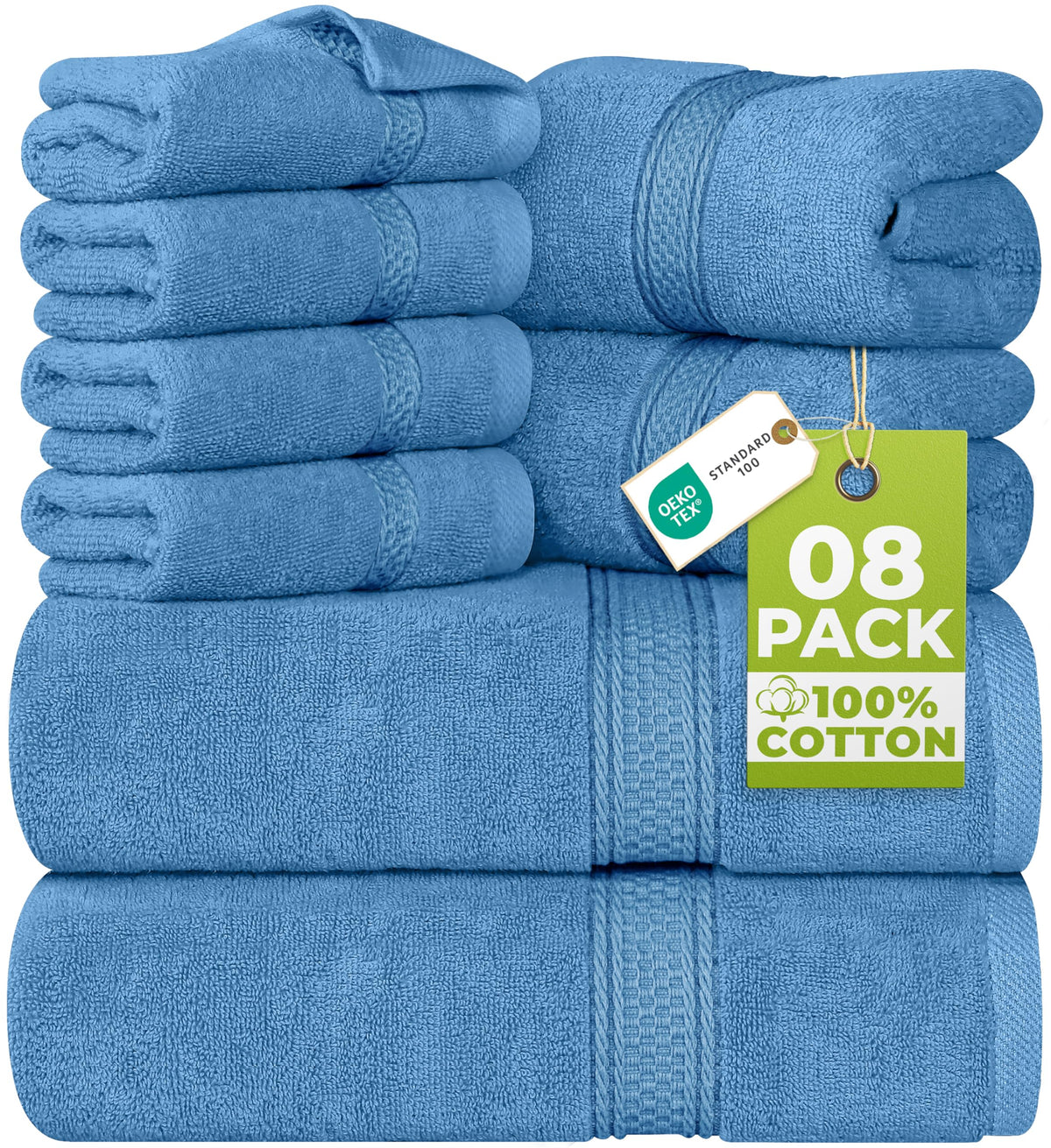 Utopia Towels front packaging showing electric blue set and value