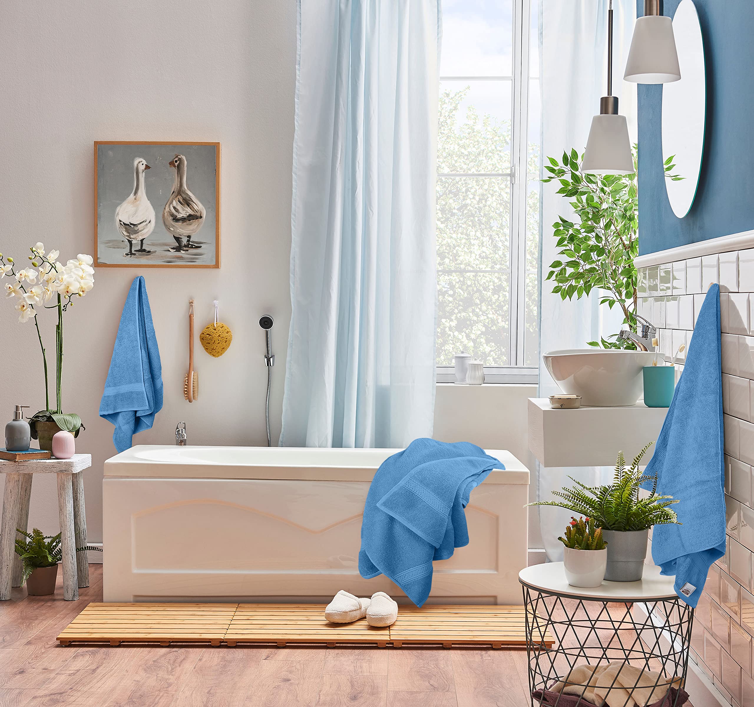 Utopia Towels hand towel on rack demonstrating absorbent convenience