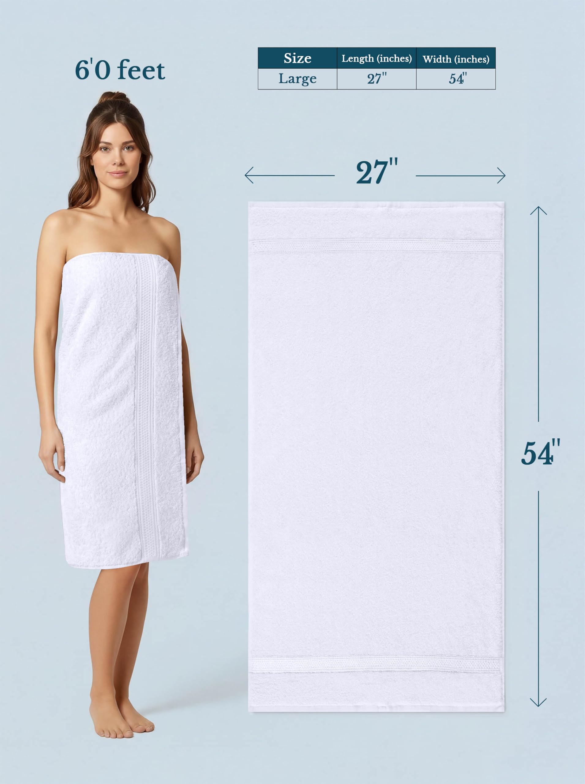 Utopia Towels folded stack on shelf illustrating compact storage and tidy bathroom benefit