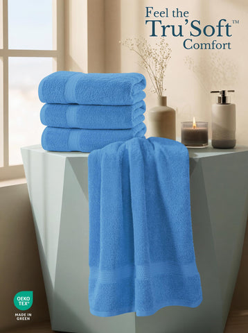 Utopia Towels folded stack on shelf illustrating easy stacking and organization