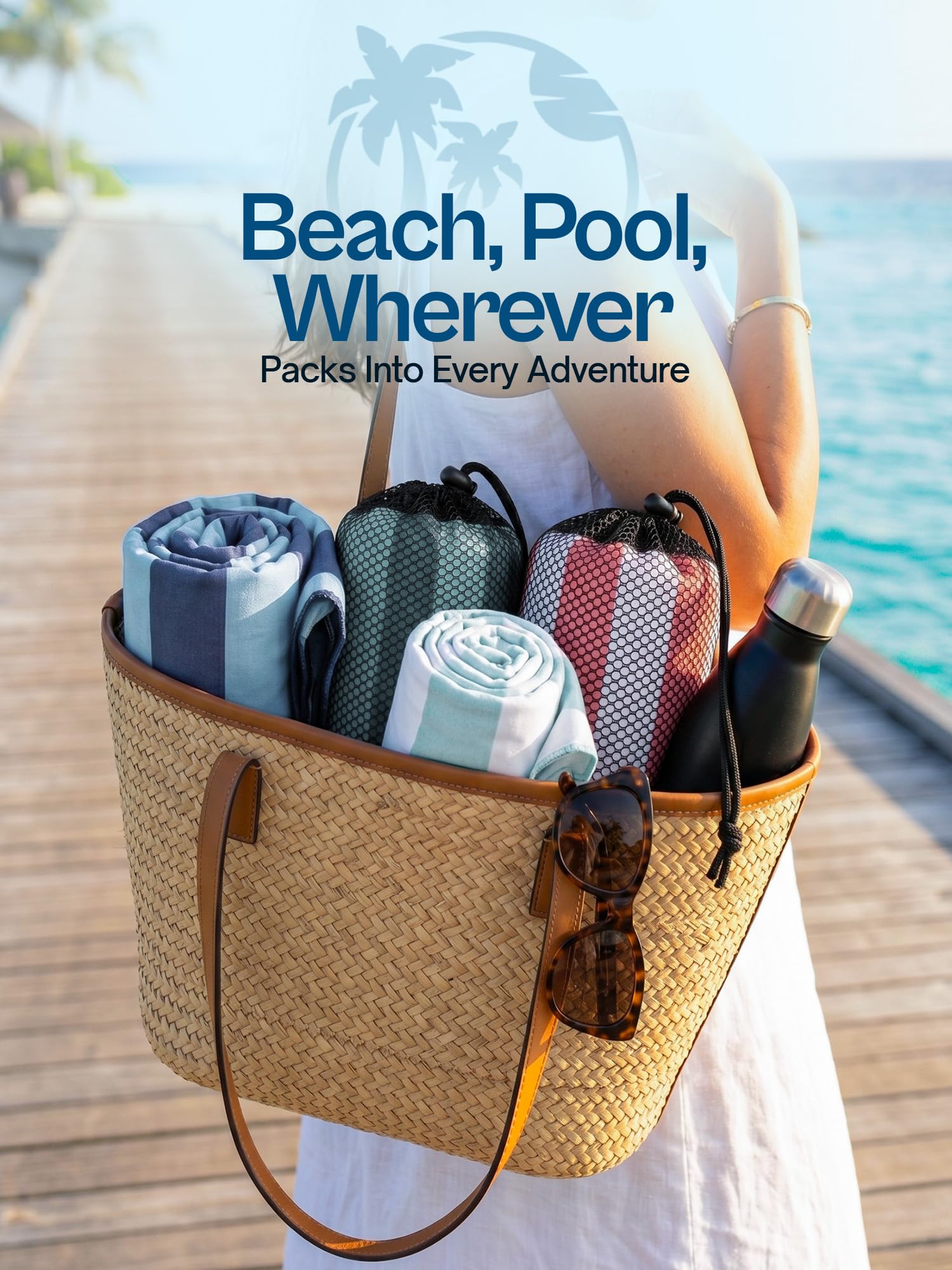 Utopia Towels four-pack lifestyle scene for family beach days and versatility