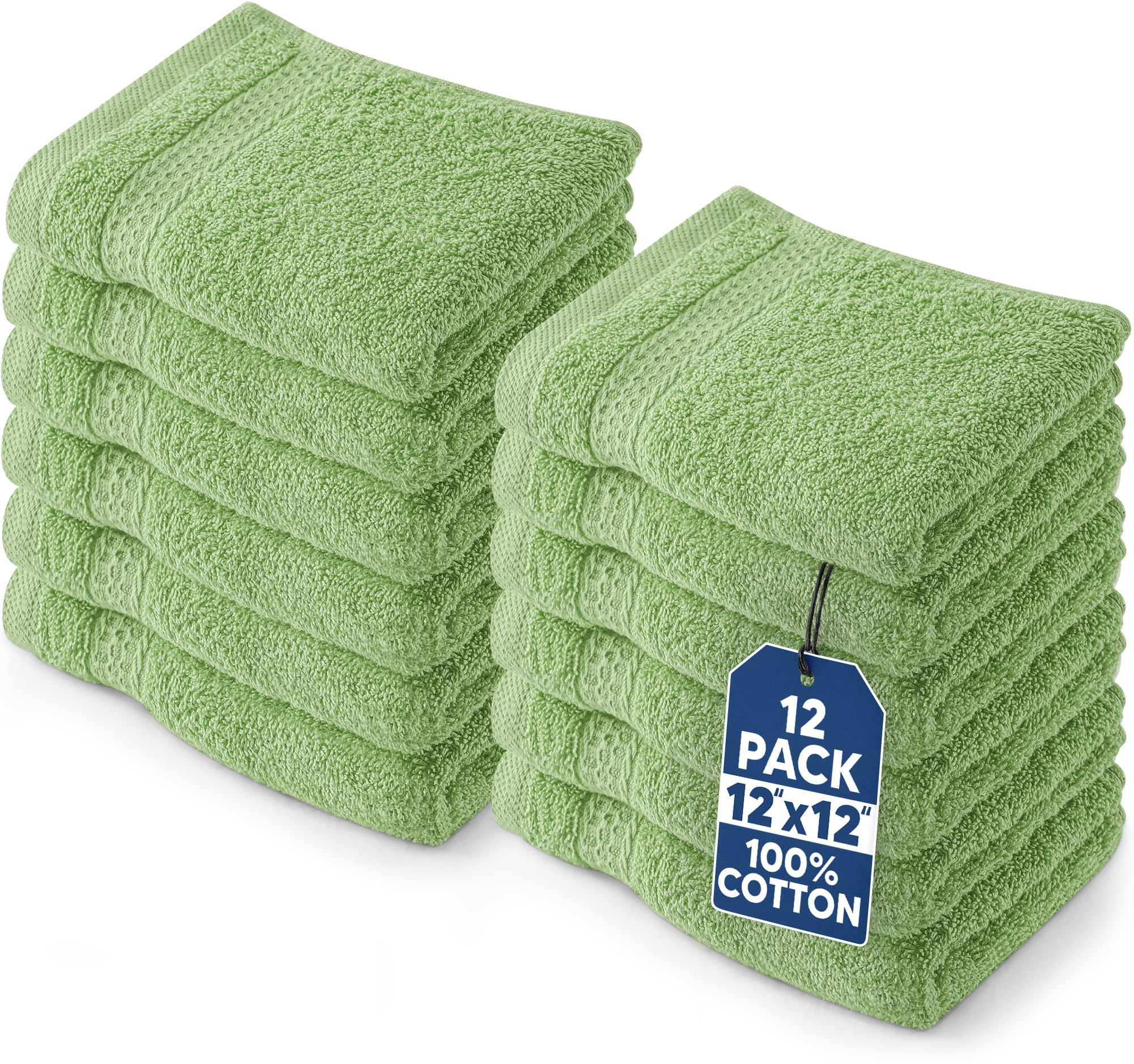 Utopia Towels front folded stack showing sage color and neat presentation