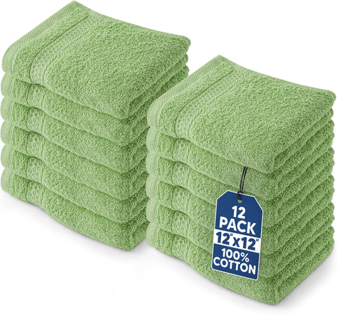 Utopia Towels front folded stack showing sage color and neat presentation