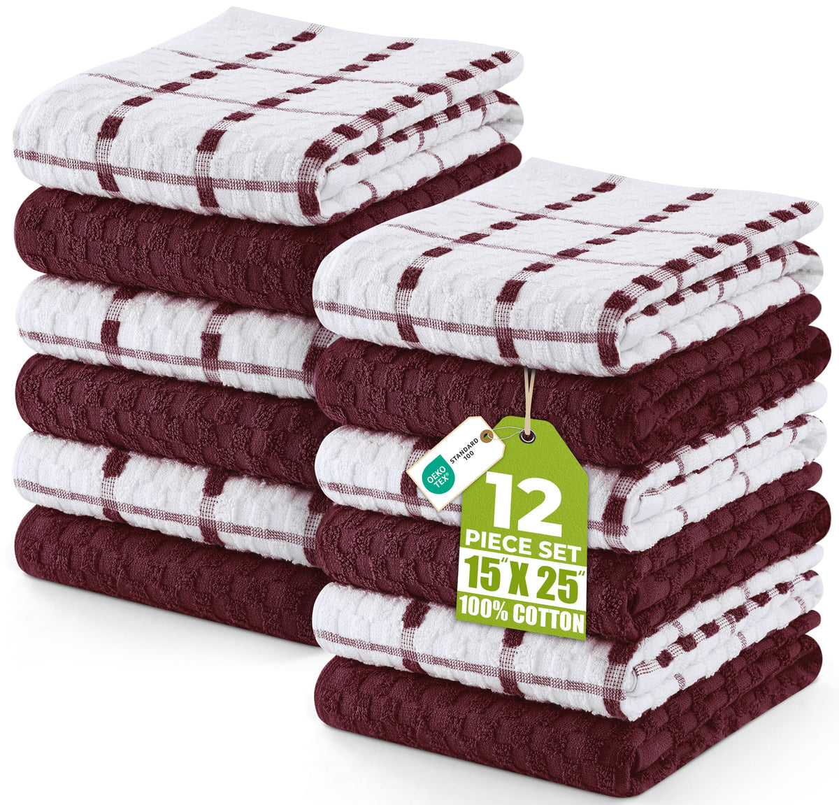 Utopia Towels front packaging showing burgundy 12-pack and value