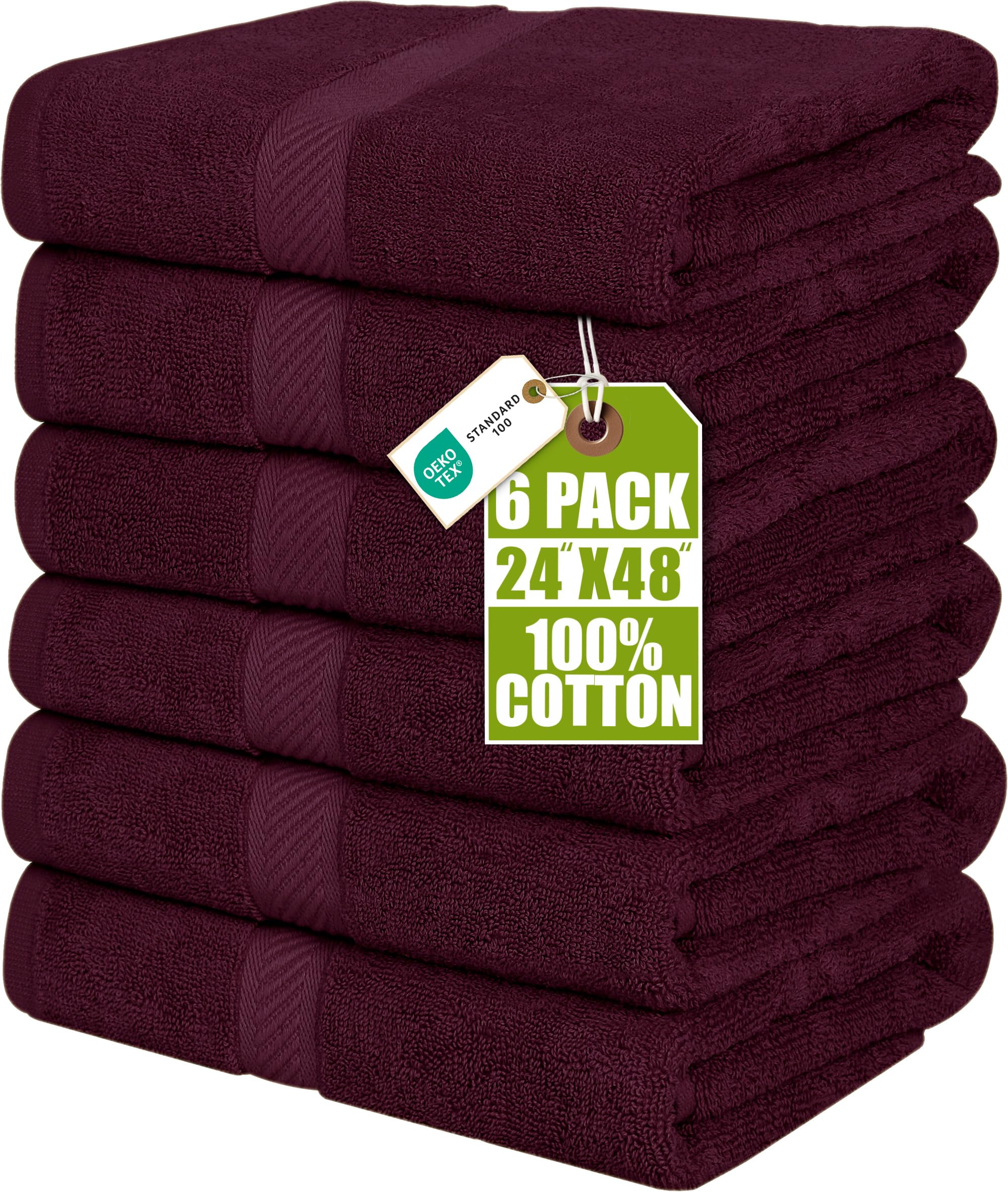 Utopia Towels front view of six-pack burgundy showing value and color