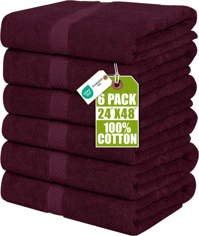 Utopia Towels front view of six-pack burgundy showing value and color