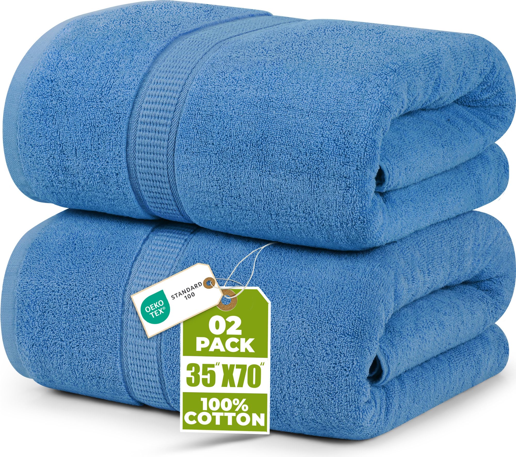 Utopia Towels front pack showing electric blue color and two-pack convenience